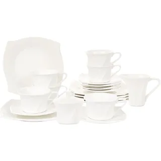 STEINWOHN Retsch Arzberg Porzellan Frühstücks- & Kaffeeservice 20-teilig – Creme-Weiß – Spülmaschinenfest & Mikrowellengeeignet