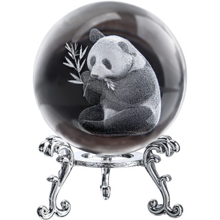 ZEERSHEE 60 mm Glas-Panda-Ball mit Ständer, niedlicher Panda-Sammelfiguren, Tischdekoration, Briefbeschwerer, Dekoration für Zuhause, Panda-Geschenke für Frauen