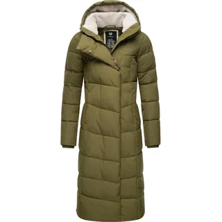 Ragwear Damen Wintermantel Warmer Steppmantel extralang, wasserdicht und atmungsaktiv Pavla Extralong Light Olive Gr. 3XL - 3XL