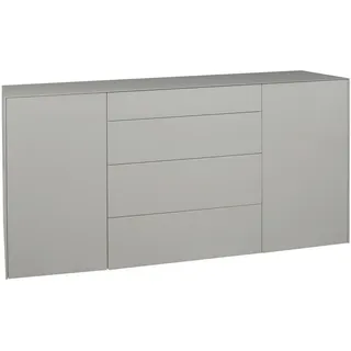 Novel Sideboard Imola, Hellgrau, Kunststoff, 2 Fächer, 2 Schublade(n) Schubladen, 179x89x42 cm, DIN EN ISO 9001, individuell planbar, stehend, Abdeckplatte aus Glas, Wohnzimmer, Kommoden & Sideboards, Sideboards