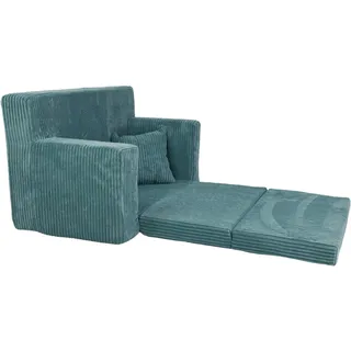 FORTISLINE Kindersofa ausklappbar aus Cord 83x47x43 cm - Kindercouch mit Liegefläche 112 cm, Kinderzimmer Sofa mit Kissen, Abnehmbarer waschbarer Bezug, Oeko-TEX Standard 100