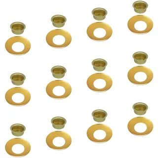 Auswahl Sorte + Menge - Kerzentülle Kerzeneinsatz Kerzenhalter Tropfenfänger aus Metall, für Baumkerzen, Puppenkerzen, Pyramidenkerzen Tafelkerzen u. Teelichter - 12 Stück Tülle + Tropfenfänger 22 mm