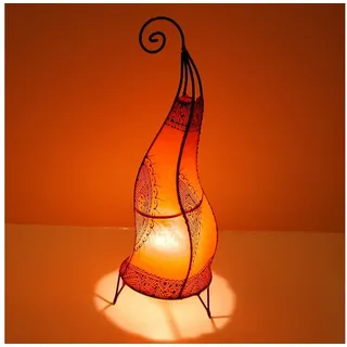 Casa Moro Stehlampe Orientalische Hennalampe marokkanische Lederlampe Hissan H60 cm, ohne Leuchtmittel, Handbemalte handgefertigte Hennaleuchte, Weihnachtsdeko, L1779 orange