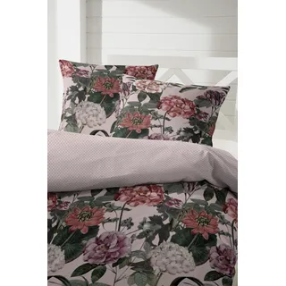 Primera Mako-Satin Bettwäsche Blumen Rosa 155 x 220 cm + 80 x 80 cm
