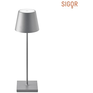 SIGOR LED Akku-Tischleuchte NUINDIE, IP54, 2.2W 2700K / 2200K (Flex-Mood) 180lm, rund, dimmbar, graphitgrau SIG-4501301