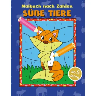 Malbuch nach Zahlen Süße Tiere: 50 große Motive zum Ausmalen und Zahlen lernen mit Katze, Hund, Pferd, Hase, Igel und vielen weiteren entzückenden Ausmalbildern ab 5 Jahren