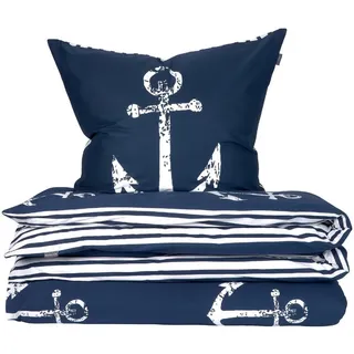 SCHIESSER Marina Gestreift Dunkelblau 155 x 220 cm + 80 x 80 cm