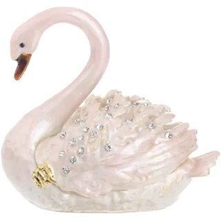 Diamant-Schwan-Schmuckkästchen, handbemalte Schmuckschatulle mit Scharnier, Mini-Ring-Ohrring-Schmuck-Organizer, Figur, Sammlerstück, Andenken, Heimdekoration, Hochzeitsbevorzugung, Geschenk/150 ( Col