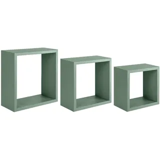 Homemania Incubo Wandregal für Wohnzimmer, Schlafzimmer, Büro, MDF, Grün, 35 x 35 x 15,5/30 x 30 x 15,5/25 x 25 x 15,5 cm, 35 X 35 X 15.5/30 X 30 X 15.5/25 X 25 X 15.5