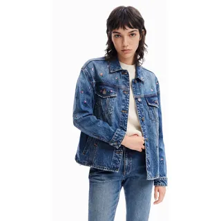 Desigual, Trucker-Jeansjacke Blumen, Baumwolle, Blau, S, BLUE, S