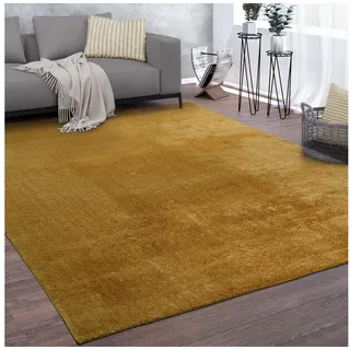 KADIMA DESIGN Teppich waschbar Unifarben Wohnzimmer schmutzabweisend Teppich Kurzflor, Rechteckig, Höhe: 14 mm, Florhöhe: 10 mm, 100% Polyester, Rechteckig, 140x200cm, Senf gelb Rechteckig | 140 cm x 200 cm x 14 mm