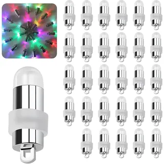 Fancysky 30 Stück Ballonlichter mit Schalter und Haken, Wasserdicht Bunte Mini LED Ballon Lichter für Luftballons, Papierlaternen, Weihnachten, Hochzeit, Party, Geburtstag Deko