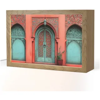 OnlyWow Tischleuchte Lightbox Laterne - Tür - Türkis, Dimmbar, Farbwechsel, LED, Warmweiß, Kaltweiß, Neutralweiß Einstellbar, Tischlampe, Schreibtischlampe, Desk, Dimmbar, mit Kabel, LED 30 cm x 8 cm x 20 cm