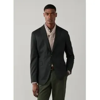 Hackett London für Herren. HM4400223 Grüne Performance-Flanelljacke (dunkel) (46/32), Lässig, Wolle, Klassisch