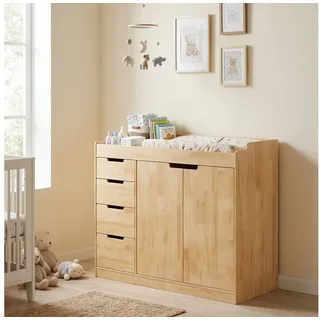 FUFU&GAGA Wickelkommode Massivholz Neuseeland-Kiefer 118 cm, Wickeltisch Natur