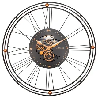 Nextime Quarzwanduhr Wire Gear Clock Ø 90,5 cm Alu, Eisen, Stahl & Metall Gold Kupfer