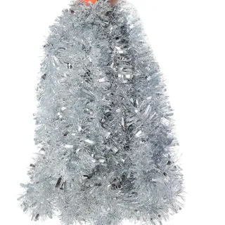 Lametta Girlande Weihnachtsgirlande, 10m Glänzende Weihnachtsbaum Girlande Flauschigen Weihnachtsdeko, Treppengirlande Weihnachten für Weihnachten Party Indoor und Outdoor Dekoration (Silber 2)