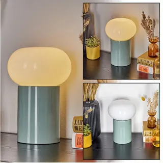 hofstein Tischleuchte Tischlampe aus Metall/Glas in Türkis/Weiß mit Schalter am Kabel, ohne Leuchtmittel, Leuchte im Retro/Vintage-Design mit Glasschirm (15 cm), E27 weiß