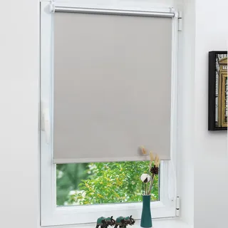 Grandekor Verdunklungsrollo ohne Bohren 75 x 160cm (Stoffbreite 75cm) | Hellgrau Klemmrollo Thermorollo mit Hitzeschutz, Rollos für Fenster Montage mit oder ohne Bohren Sicht-& Sonnenschutz