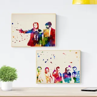 Nacnic Pulp Fiction und Trainspotting Aquarell Poster. Wasserfarbe Stil Wanddekoration Abbildung von Filme. Verschiedene mehrfarbige Filme Bilder. A3 ohne Rahmen.