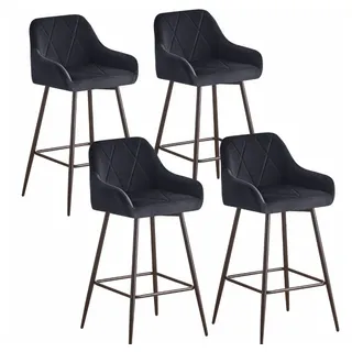 JYMTOM Barhocker Barstuhl mit Armlehne Gepolsterter Tresenhocker Bistrohocker (4 St), Outdoor Diamant Design Hocker, Schwarz schwarz