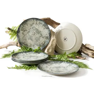 konsimo. Speiseteller für 6 Personen - 6er Set Teller - Spülmaschinen - Mikrowellengeeignet - Tellerset aus Hartporzellan - Fingo Kollektion - Modern und Elegantes Essteller - 27,5 cm