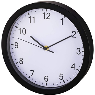 Hama große Wanduhr ohne Ticken (lautlose Uhr inkl. Batterie, Quarzuhr mit Stunden- und Minuten- und Sekundenzeiger, moderne Uhr für Wohnzimmer, Küche oder Kinderzimmer Ø 25 cm, 4 cm Tiefe) schwarz