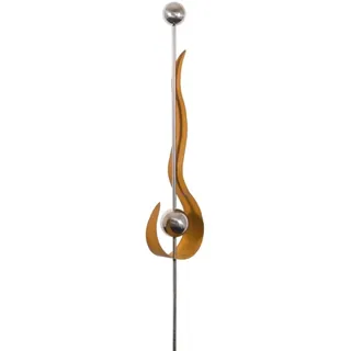 CIM Rost Gartenstecker - Mirror 2K Edelrost Flamme S - Abmessung: 16 x 6 x 117cm - Edelstahl-Kugeln Hochglanz-poliert - Top aktuelle Haus und Gartendekoration