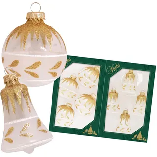 Krebs Glas Lauscha Weihnachtskugeln und Glocken 8-tlg. 8cm