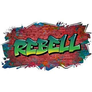 3D Graffiti Wandtattoo 97x53cm Streetart Wandsticker Jugendzimmer Kinderzimmer Wohnzimmer Deko Wandbild selbstklebend W008 (04 Mauer rot, Ohne Wunschname)