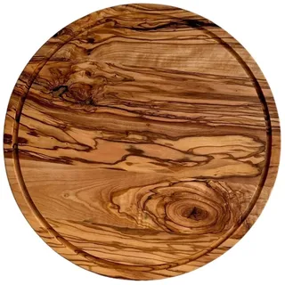 Rundes Pizzabrett aus Olivenholz, rundes Schneidebrett aus Holz (35 cm)