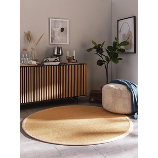 benuta Nest Sisalteppich Sana - 100% Sisal - Rund & im Style: Bordüre, Uni, Natural Living - Pflegeleicht für Wohnzimmer Schlafzimmer, Beige, ø 200 cm rund