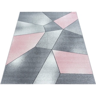 Teppich Beta 1120, Ayyildiz Teppiche, rechteckig, Höhe: 11 mm, Kurzflor, Wohnzimmer grau|rosa 80 cm x 150 cm x 11 mm