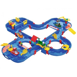 Aquaplay Wasserspieltisch AquaPlay ́nGo, große Wasserstraße mit Booten, Spielfiguren und Koffer blau