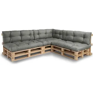 Palettenkissen, Gartensofakissen, Sitzkissen, N_PPI (3x Set Sitzkissen 120x80 + Rückenlehne 120x40, Hellgrau) - Hellgrau