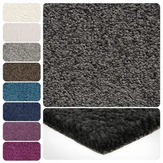 Teppichboden Meterware Auslegware Velours Hochflor | 4m 5m breit, grau anthrazit, 350x400cm