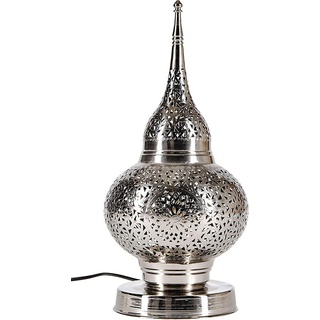 Marrakesch Orient & Mediterran Interior Stehlampe Orientalische Tischlampe Lampe Hayati 45cm silberfarben