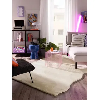 benuta Hochflor-Teppich Arlie, Sonderform, Höhe: 6 mm, Kunstfaser, Berber, Ethno-Style, Wohnzimmer weiß 160 cm x 230 cm x 6 mm