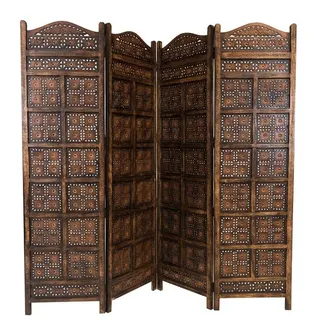 Marrakesch Orient & Mediterran Interior Paravent Orientalischer Paravent Kamala modern aus Holz in Dunkelbraun 200 cm (1 St), Handarbeit braun