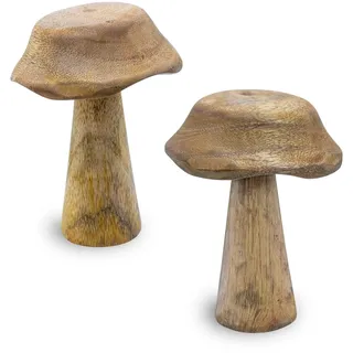Mango Holz Deko Pilze 2er Set Zum Hinstellen ‚Äì 14 X 10 Cm - Holz Pilz Figur Für Vielseitige Dekoration