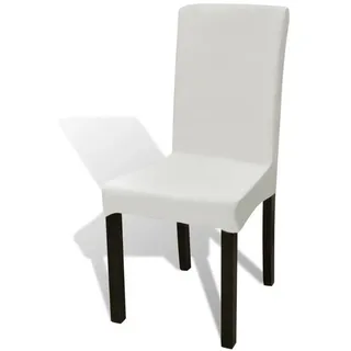 furnicato Stuhlhusse 6er-Set Stuhlhussen Creme für Stühle bis 55 cm Höhe, 38-45 cm weiß