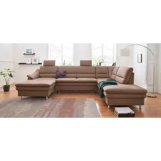 sit&more Wohnlandschaft SIT & MORE "Cardoso U-Form", braun, B:324cm H:90cm T:90cm, Luxus-Microfaser 1 (100% Polyester);Luxus-Microfaser 2 (100% Polyester);Luxus-Microfaser ALTARA NUBUCK (100% Polyester), Sofas, Wohnlandschaft, mit Federkern und Kopfstützen, mit 