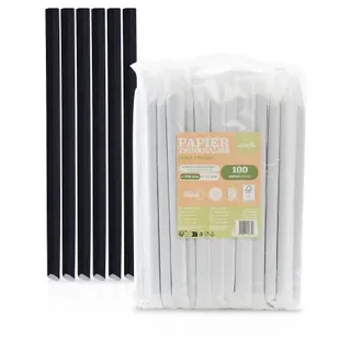 Bubble Tea Trinkhalme in schwarz aus Papier,  Ø 12 mm / 23 cm, einzeln verpackt, 1600 Stück - Mank