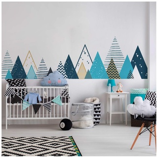 Wandaufkleber, selbstklebend, für Kinder, Riesen-Dekoration, skandinavische Berge für Kinderzimmer, Tipika, 95 x 360 cm