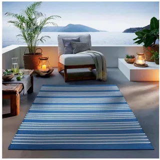TaCa Home Teppich Outdoor & Indoor Teppich, rechteckig, Höhe: 3 mm, Terrasse Balkon Garten Wohnzimmer Küche, Dunkelblau - 120 x 170 cm blau rechteckig | 120 cm x 170 cm x 3 mm