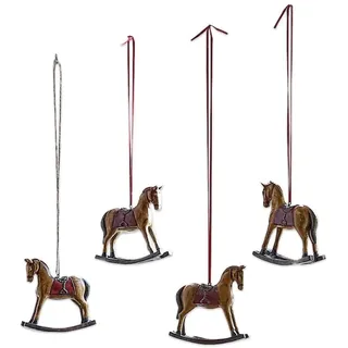 Loberon Deko-Pferde 4er Set Cory, braun | Weihnachten, Winter, Festtage, Pferd, Tier, Harmonische Farbgebung, Nostalgisches Flair, Von Hand gearbeitet
