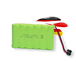 Akku 7.2V 1800mAh NI-MH HBX Stecker u. a. passend für Huina Bagger 1350, 1550, Revell Digger 2.0 24924 43590, Amewi 22403 SM-Plug für RC Fahrzeuge, Trucks, Boote, Schiffe, Crawler, Buggy, Panzer