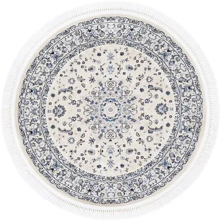 Teppich CARPETFINE "Nain Diane" Teppiche Gr. Ø 120 cm, 8 mm, 1 St., beige (creme) Nain-Teppiche Kurzflorteppich, Orient Look