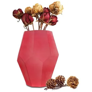 Sendez Dekovase Blumenvase Vase Tischvase Glasvase Dekovase Blumentopf Deko rot