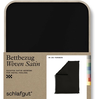 Bettbezug SCHLAFGUT "Woven Satin" Bettbezüge Gr. B/L: 155 cm x 220 cm, schwarz (off, black) Mako-Satin-Bettwäsche besonders dicht gewebt, Mix & Match: passender Kissenbezug erhältlich
